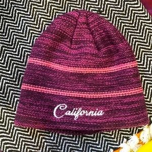 Purple Embroidered California Beanie Pink Girl’s or Women’s Warm Hat